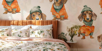 Cozy Dachshund Pals Mural by HappyWall
