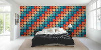 Retro 70s 80s Tennis Rainbow Stripes Mural by HappyWall