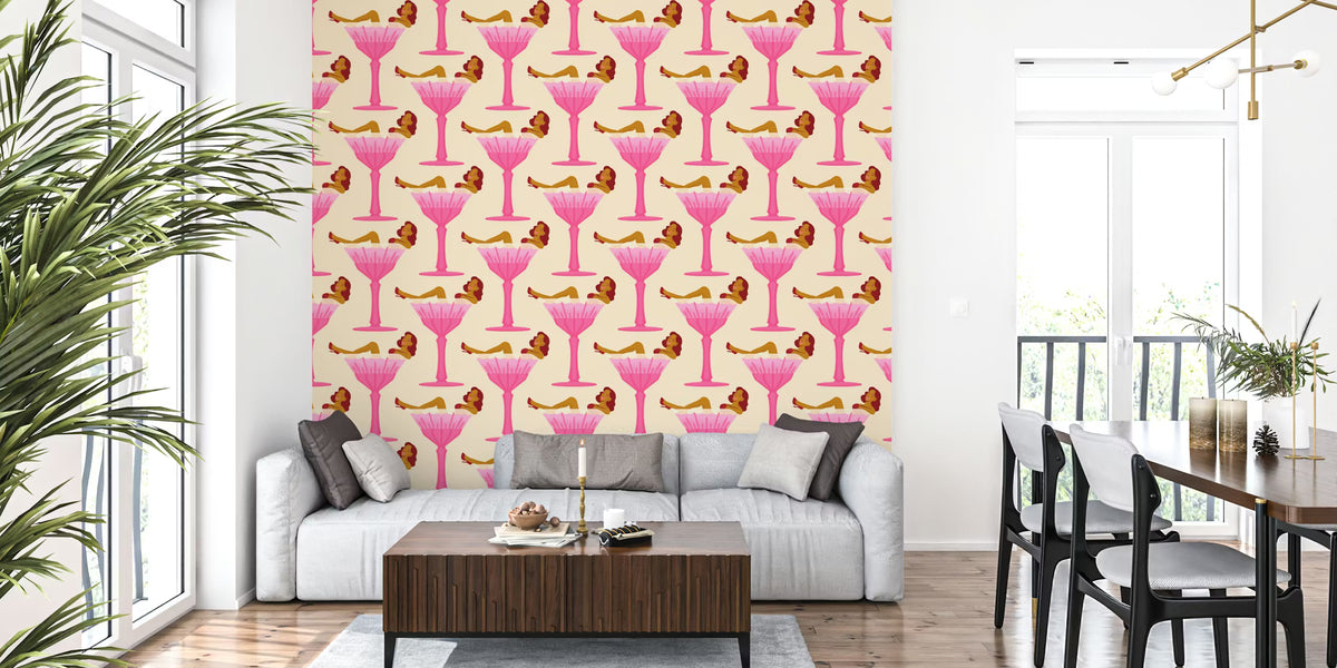 Babes and Bubbly Wallpaper Mural by HappyWall