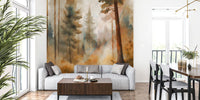 Misty Forest Scene Mural by HappyWall