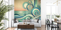 Art Deco Ocean Waves Mural by HappyWall