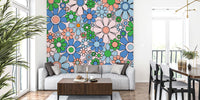 Groovy Retro Garden Flowers 60s Floral Mural by HappyWall