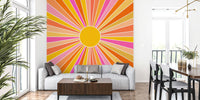Vintage Sun - Orange Mural by HappyWall