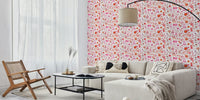 Little Pigs and Florals in Pink Mural by HappyWall