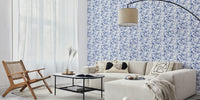 Nordic Chinoiserie Whispers Blue Birds Mural by HappyWall