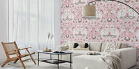 Damask Romantic Cats Mural by HappyWall