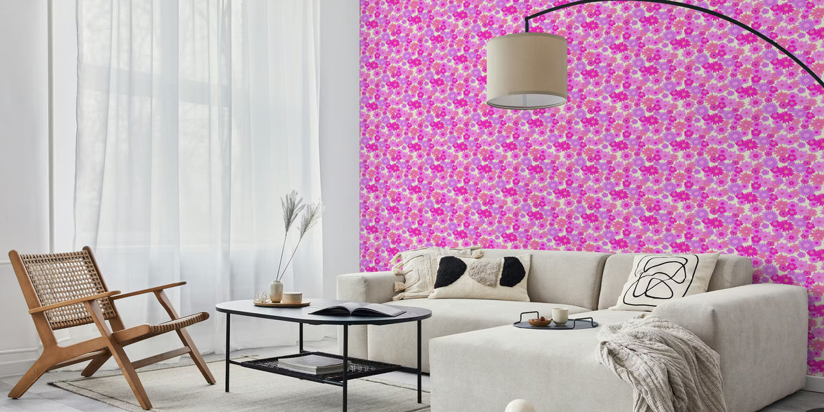Retro Bloom Burst Mural by HappyWall