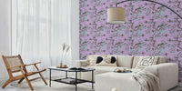 Floral Birds Purple Mural by HappyWall