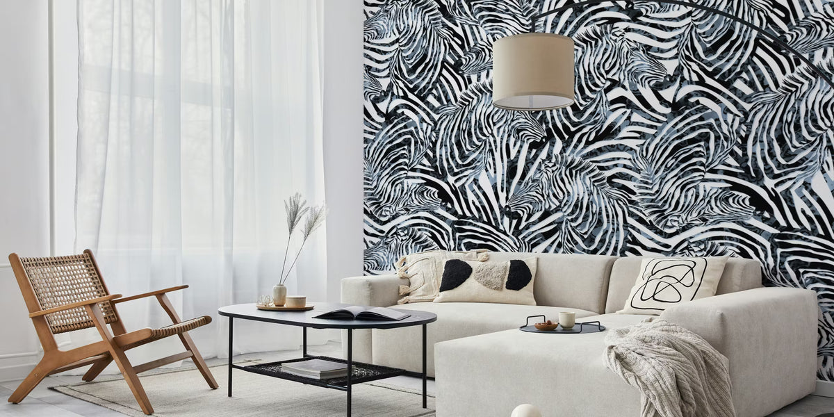 Zebra BW Mural by HappyWall