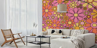 Groovy Retro Garden Flowers 60s Floral Mural by HappyWall