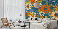Groovy Retro Garden Flowers 60s Floral Mural by HappyWall