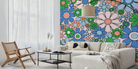 Groovy Retro Garden Flowers 60s Floral Mural by HappyWall