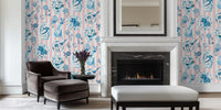 Chinoiserie Porcelain on Rose Stripes Mural by HappyWall