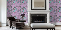 Floral Birds Purple Mural by HappyWall
