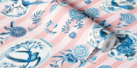Chinoiserie Porcelain on Rose Stripes Mural by HappyWall