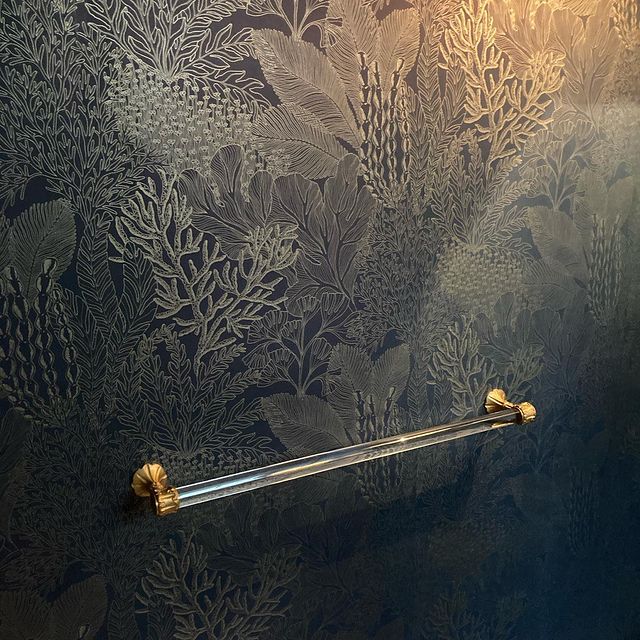 Coralline Midnight Gold Wallpaper by Abigail Borg