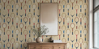 Vintage Tennis Rackets Mural by HappyWall