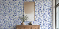 Nordic Chinoiserie Whispers Blue Birds Mural by HappyWall
