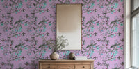 Floral Birds Purple Mural by HappyWall