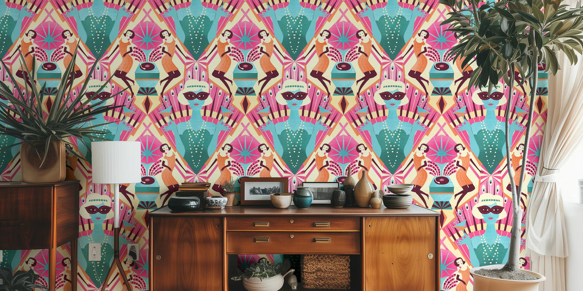 Art Deco Cocktail Party Wallpaper Mural by HappyWall