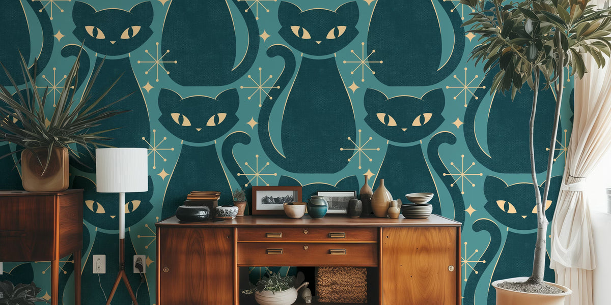 Mid Century Black Mural by HappyWall