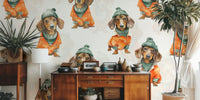 Cozy Dachshund Pals Mural by HappyWall