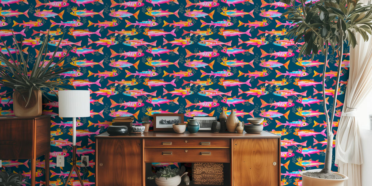Whimsical Aquatic Kings Underwater World Mural by HappyWall