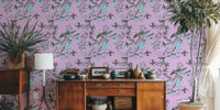Floral Birds Purple Mural by HappyWall