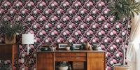 Skulls And Roses Gothic Romance Elegance Pattern Mural by HappyWall