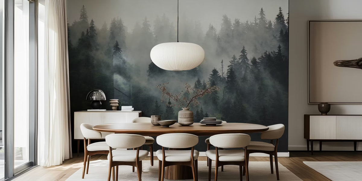 Misty Forest Beauty Mural by HappyWall