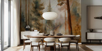 Misty Forest Scene Mural by HappyWall