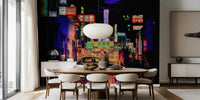 Neon City Lights Mural by HappyWall