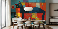 Chill Cat and Wine Mural by HappyWall
