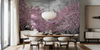 Charming Cherry Blossom Alley Mural by HappyWall