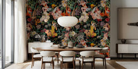 Floral and Pin-Up Girls III - Night Wallpaper Mural by HappyWall