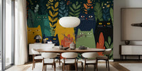 Colorful Feline Forest Mural by HappyWall