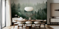Misty Forest Green Mural by HappyWall