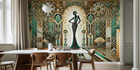 Vintage Elegance Scene in Art Deco Mural by HappyWall