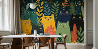 Colorful Feline Forest Mural by HappyWall