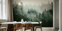 Misty Forest Green Mural by HappyWall