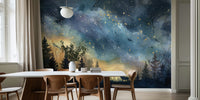 Starlit Forest Night Sky Mural by HappyWall