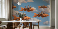 Fish Riders in the Sky Mural by HappyWall
