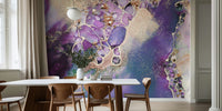 Amethyst Diamonds Gold Mural by HappyWall