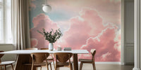 Dreamy Rose Strawberry Cotton Candy Clouds Mural by HappyWall
