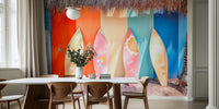 Surfboards On The Beach Mural by HappyWall