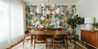 Cat and Floral Pattern III  Mural by HappyWall