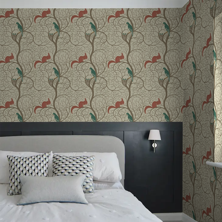 Squirrel & Dove Wallpaper by Sanderson