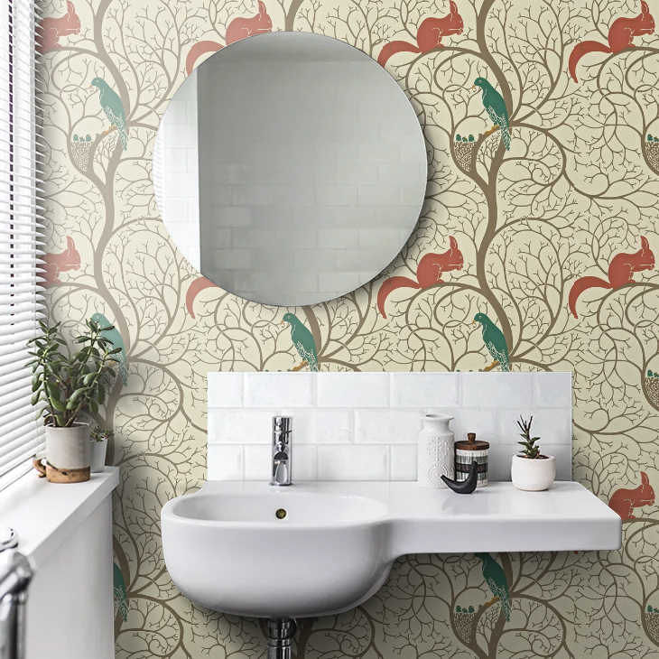 Squirrel & Dove Wallpaper by Sanderson
