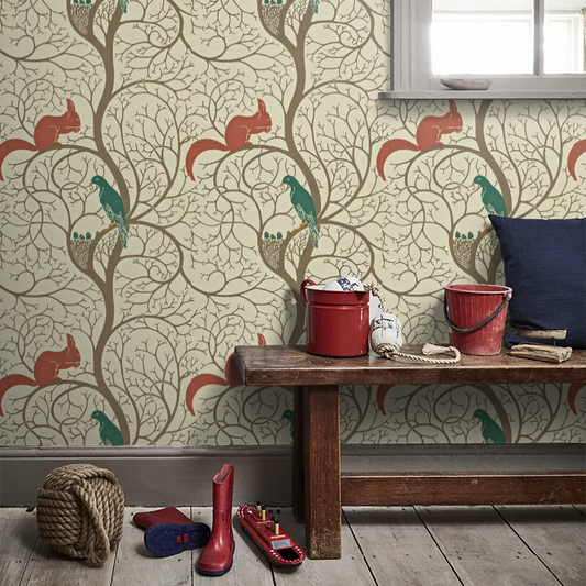 Squirrel & Dove Wallpaper by Sanderson