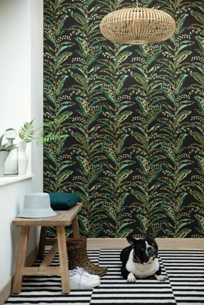 Escapade Large Leaf Wallpaper by Caselio
